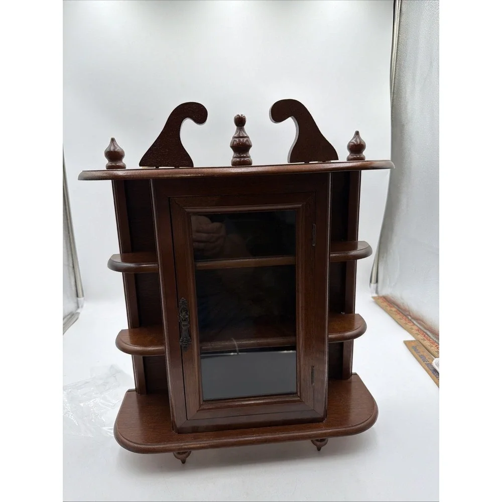 VTG Mini Curio Display Cabinet Glass Door Wall Hanging or Free Standing Trinkets